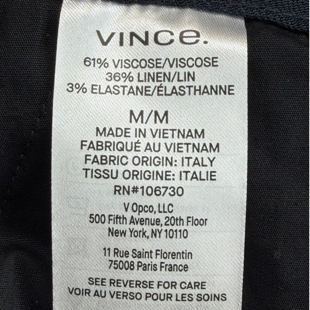 Vince Linen Pants Mens M Louie Straight Fit Navy Blue Italian Fabric EUC